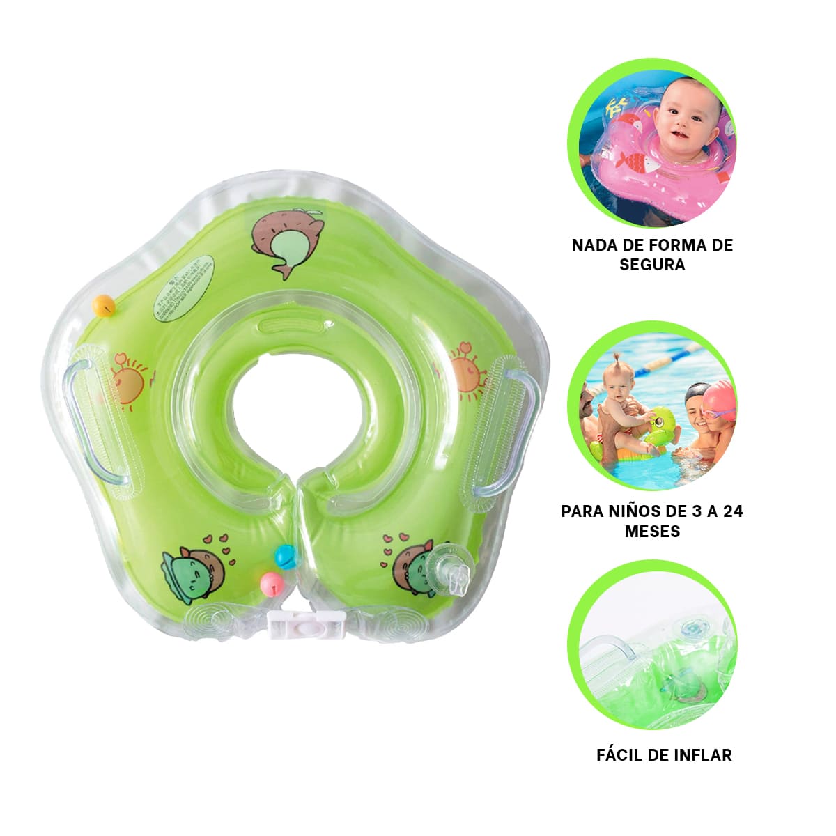PACK6 FLOTADOR ERGONOMICO EN VERDE Y+BANDERITAS ADHESIVAS - 2