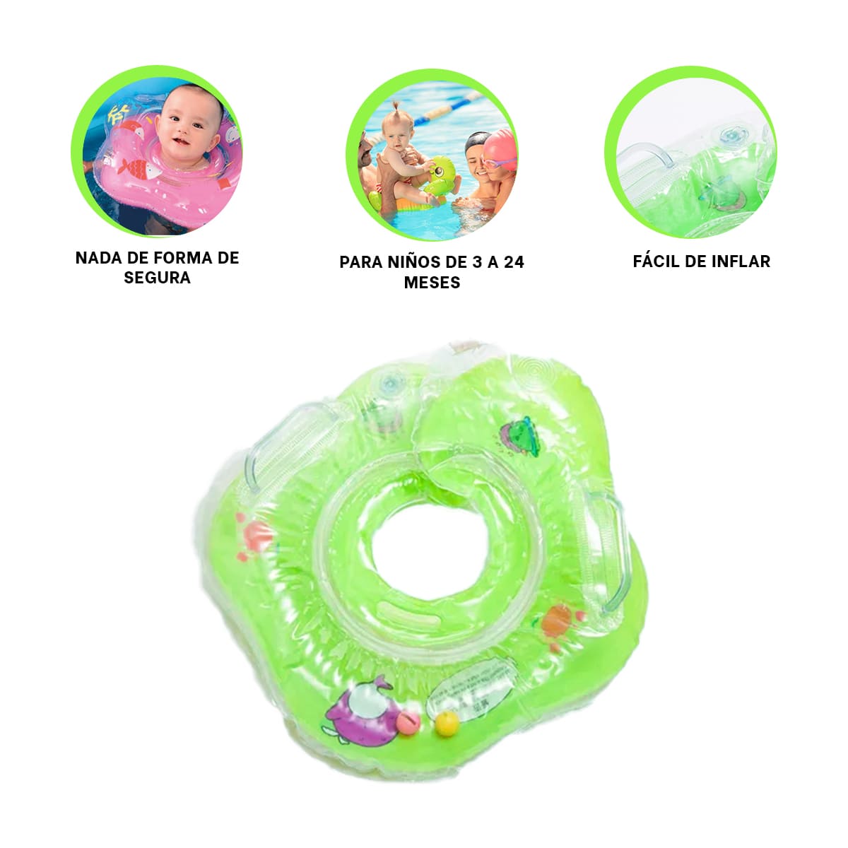 PACK6 FLOTADOR ERGONOMICO EN VERDE Y+BANDERITAS ADHESIVAS - 3