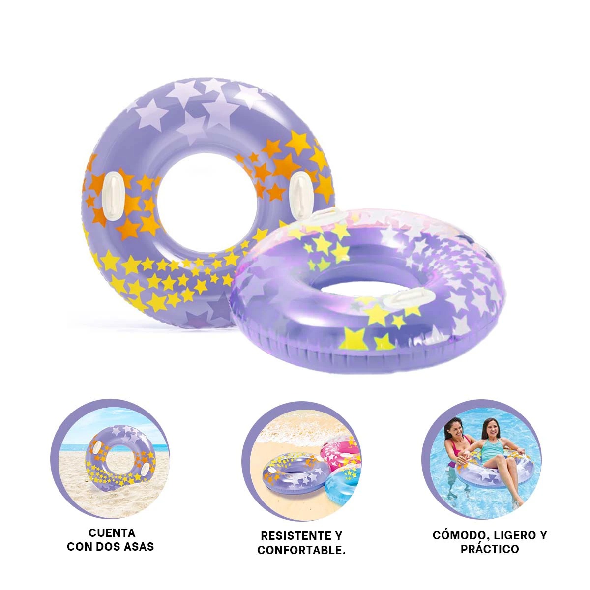 PACK6 FLOTADOR COMODO PARA PISCINA MORADO Y+REGALO AGENDITA - 4