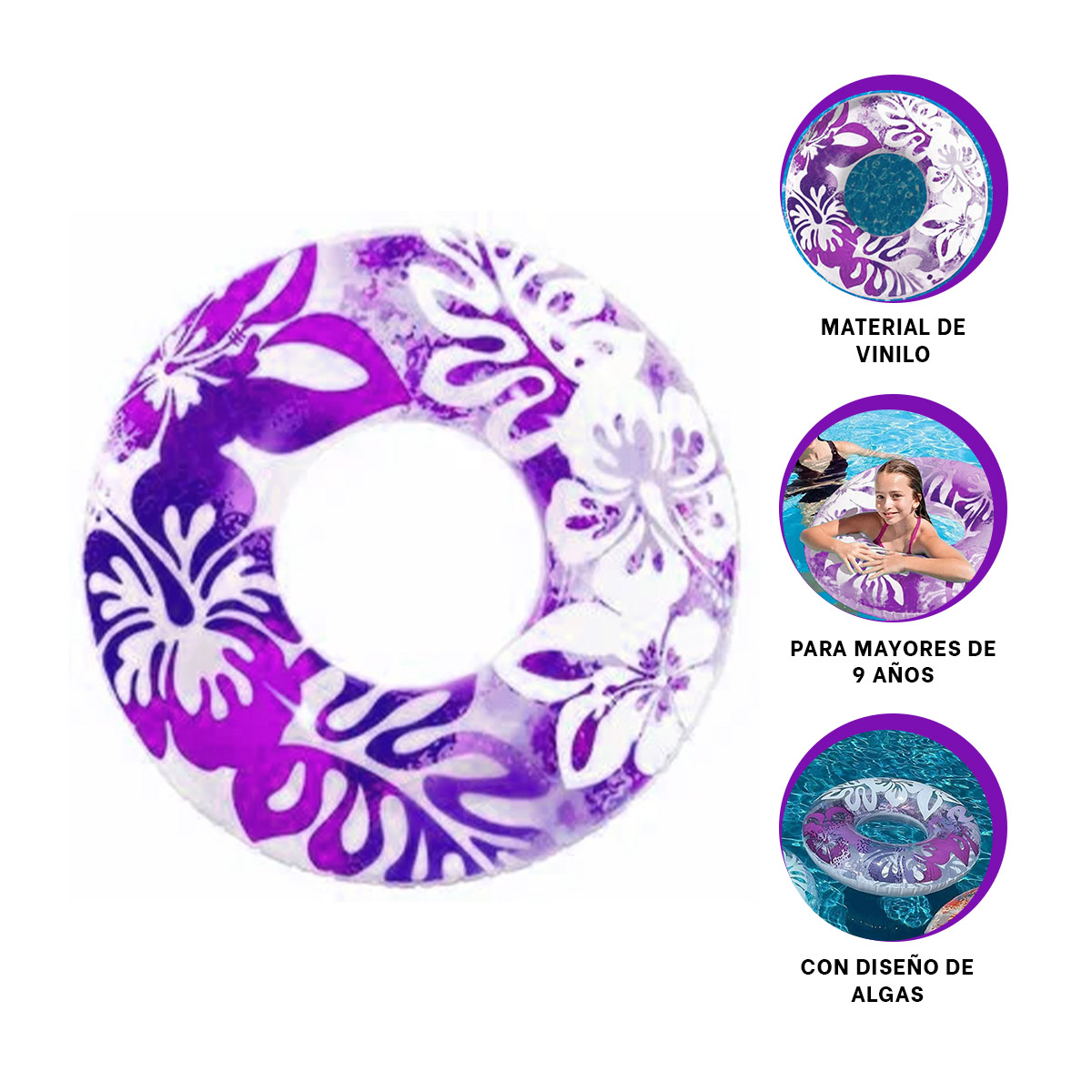 PACK9 FLOTADOR DE PISCINA ENTRETENIDO PARA NIÑOS MORADO - 4