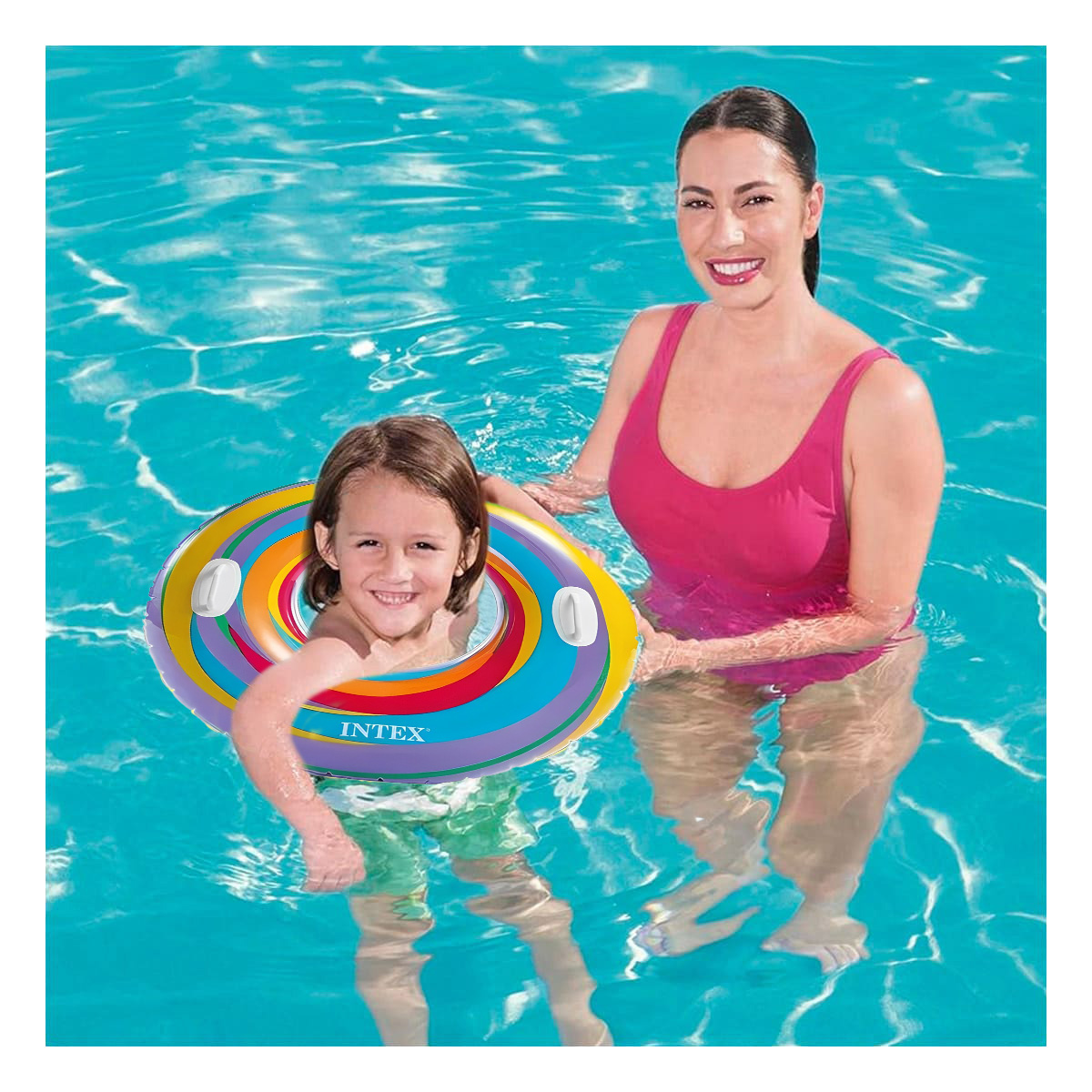 PACK5 FLOTADOR DE PISCINA ARCOIRIS PARA NIÑOS CELESTE - 1