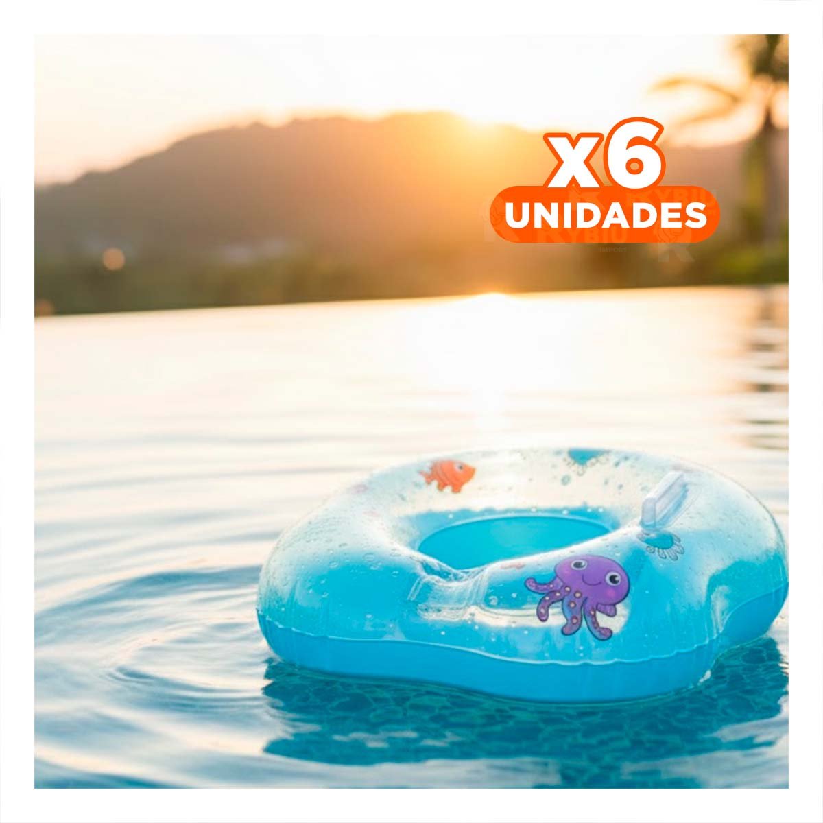 PACK6 COLLAR FLOTANTE CELESTE DE CUELLO 66 X 44 CM PARA PISCINA FAMILIAR - 1