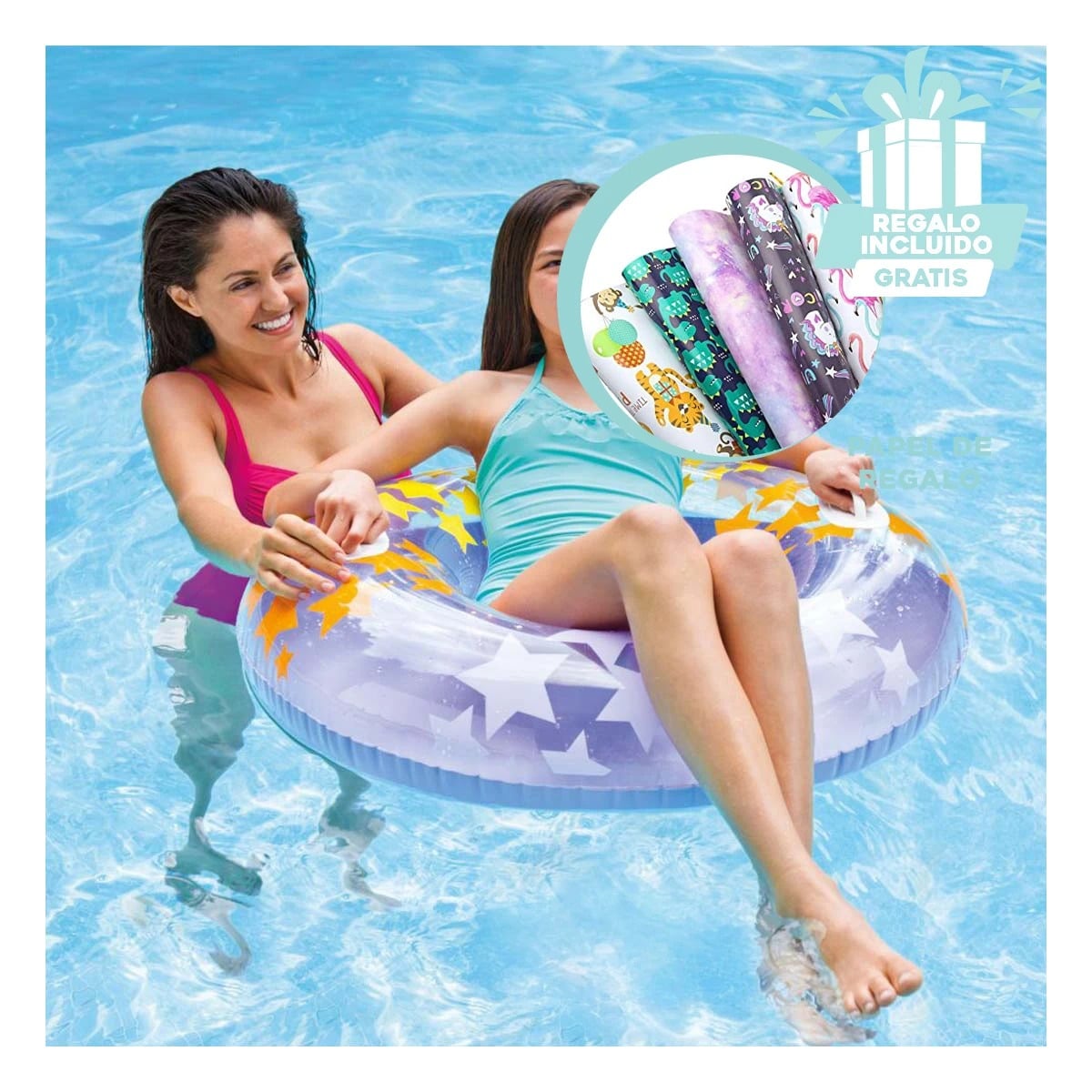 PACK3 FLOTADOR KIDS RESISTENTE EN MORADO Y+PAPEL DE REGALO - 1