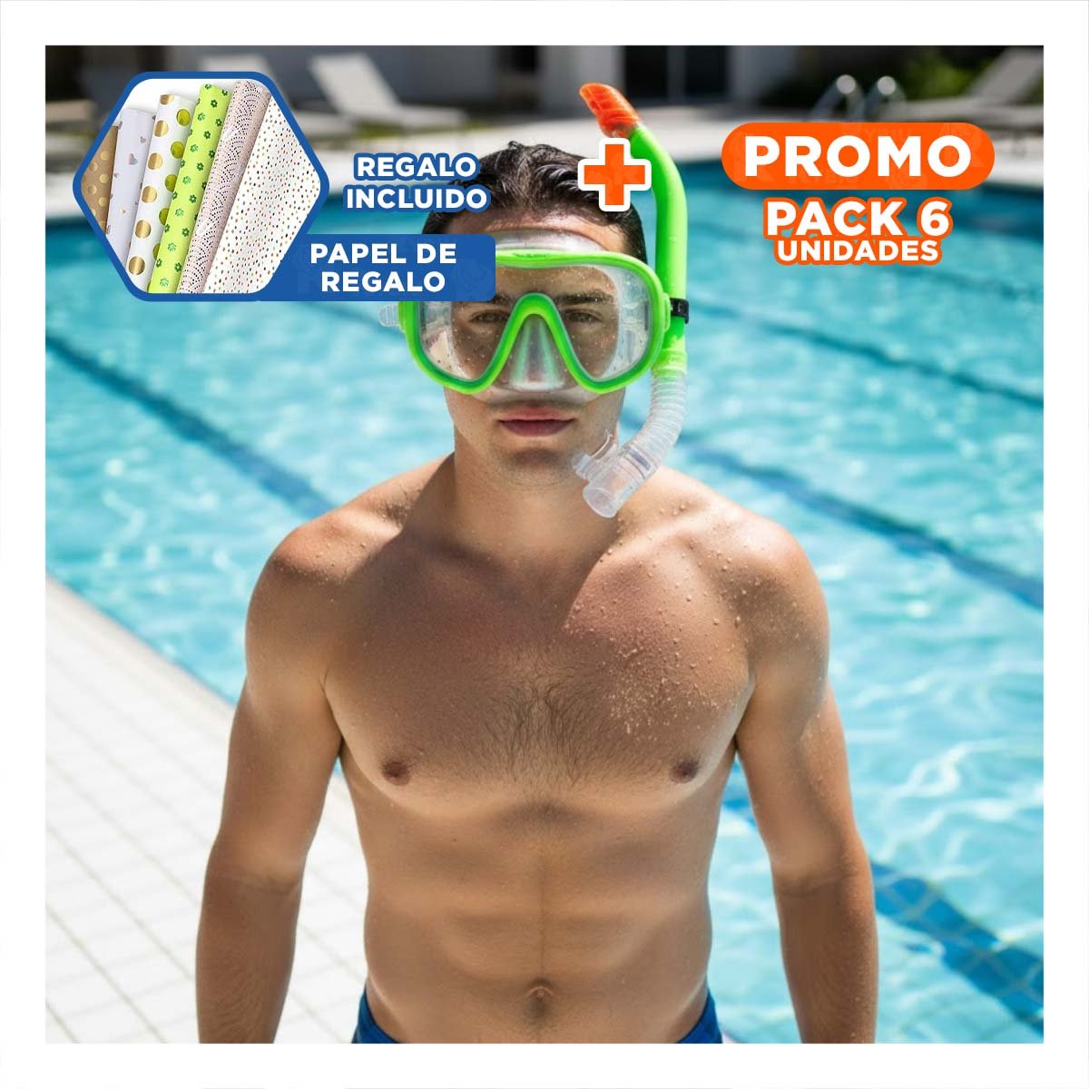 PACK6 VISOR DE NATACION VERDE COMODOS Y PERFECTOS PARA NINOS Y AMIGOS Y+REGALO STICKER - 1