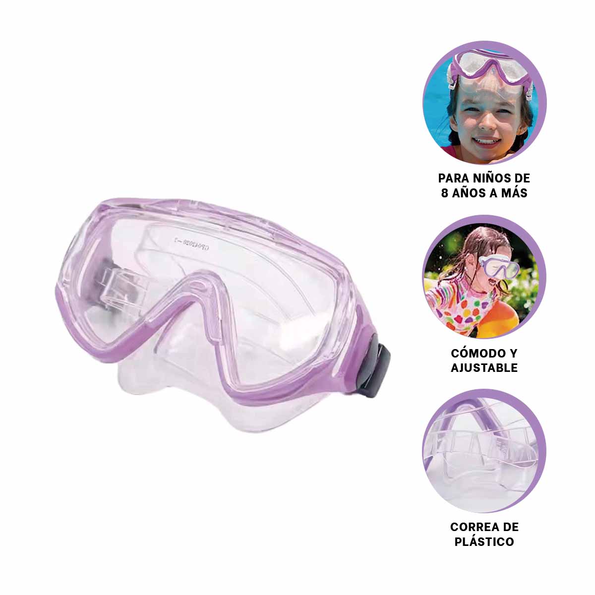 PACK4 GAFAS IMPERMEABLE EN COLOR LILA Y+LIGAS DE REGALO - 2