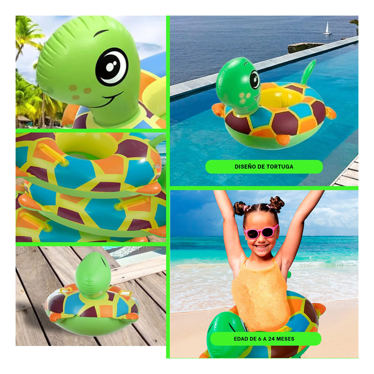 PACK5 FLOTADOR INFLABLE CHICO DE TORTUGA Y+PAPEL DE REGALO - 2