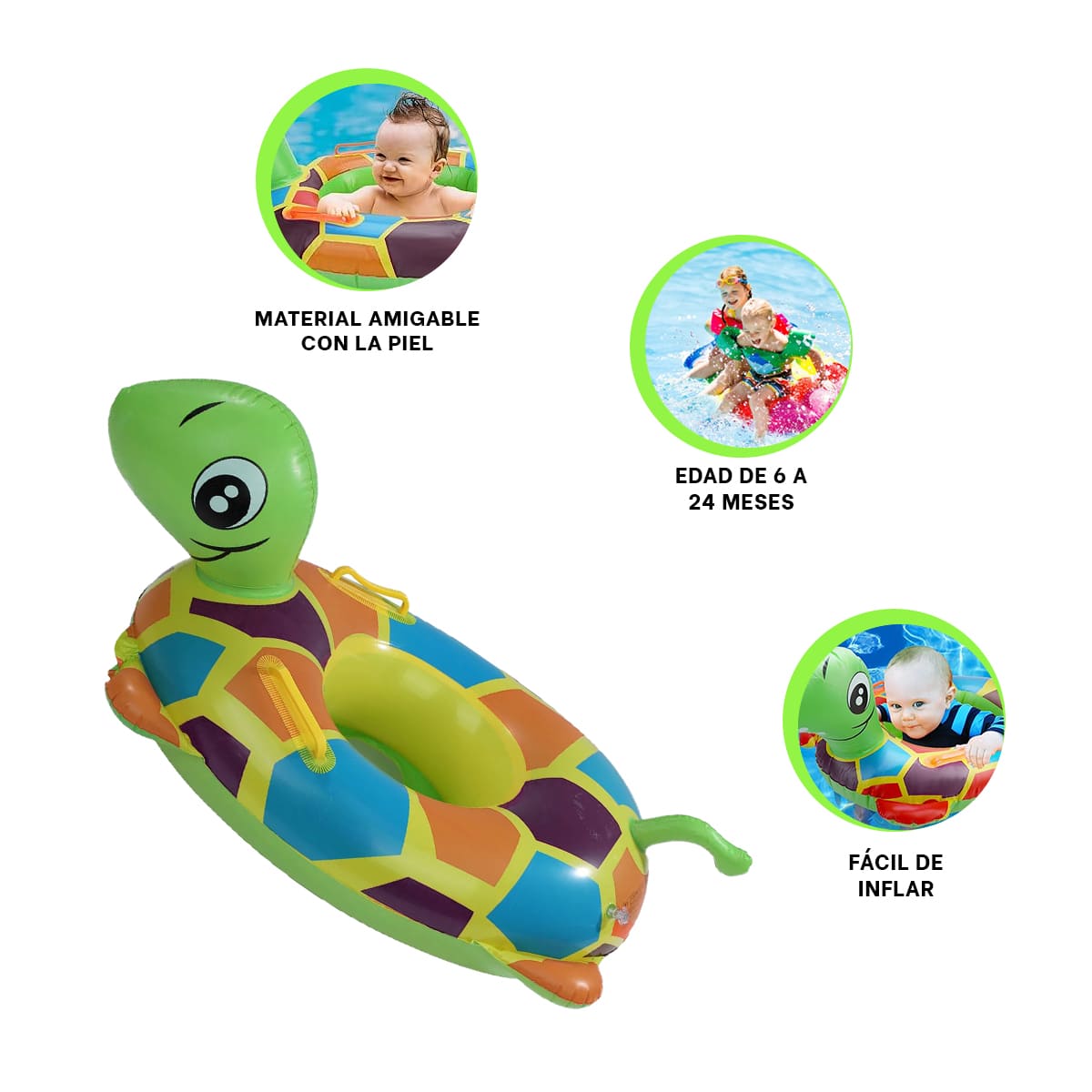 PACK9 FLOTADOR DIVERTIDO DE BEBES PARA VERANO DE TORTUGA - 2