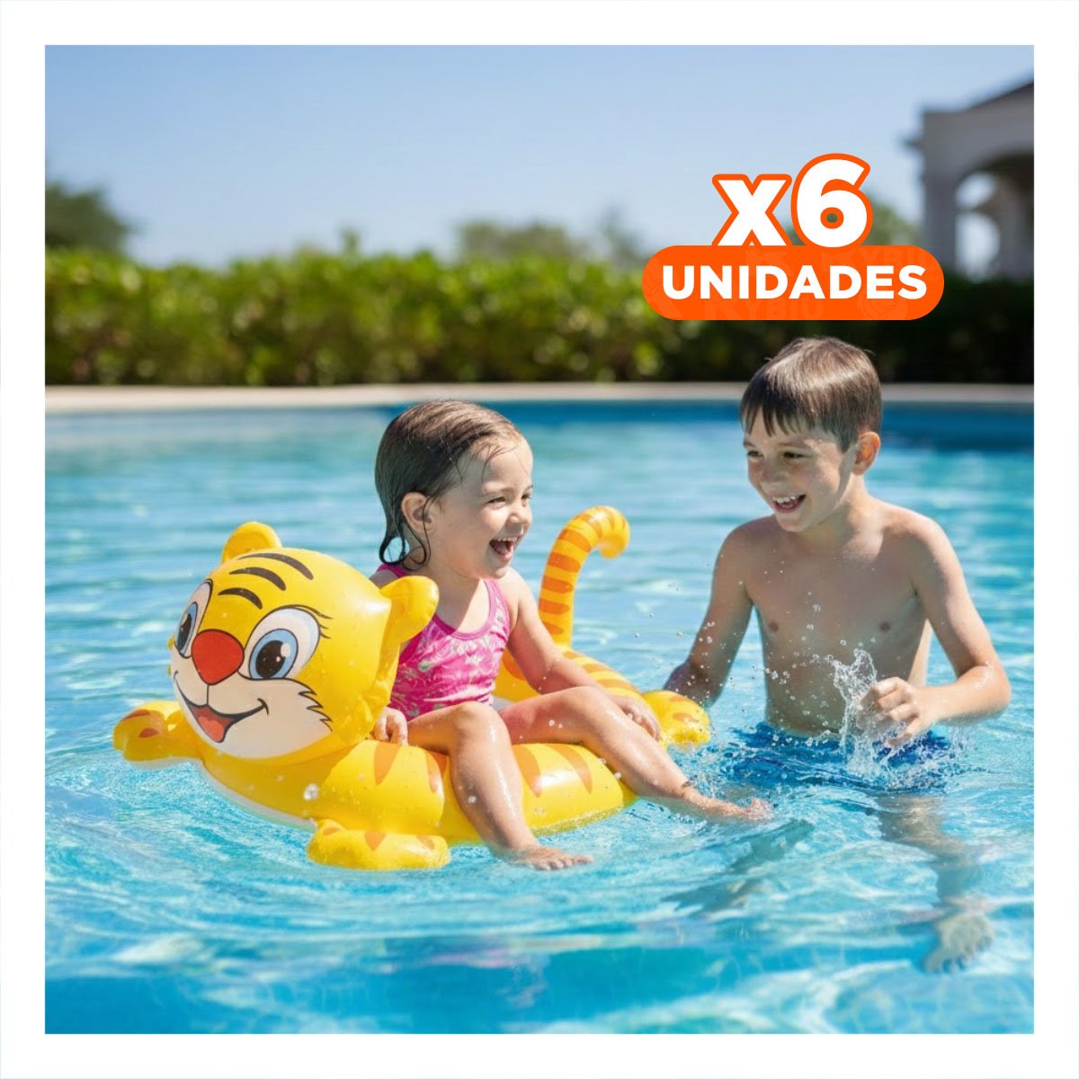 PACK6 ARO INFLABLE INFANTIL CON FORMA DE TIGRE Y ASA PARA BEBE PARA RELAJO Y+REGALO STICKER - 1
