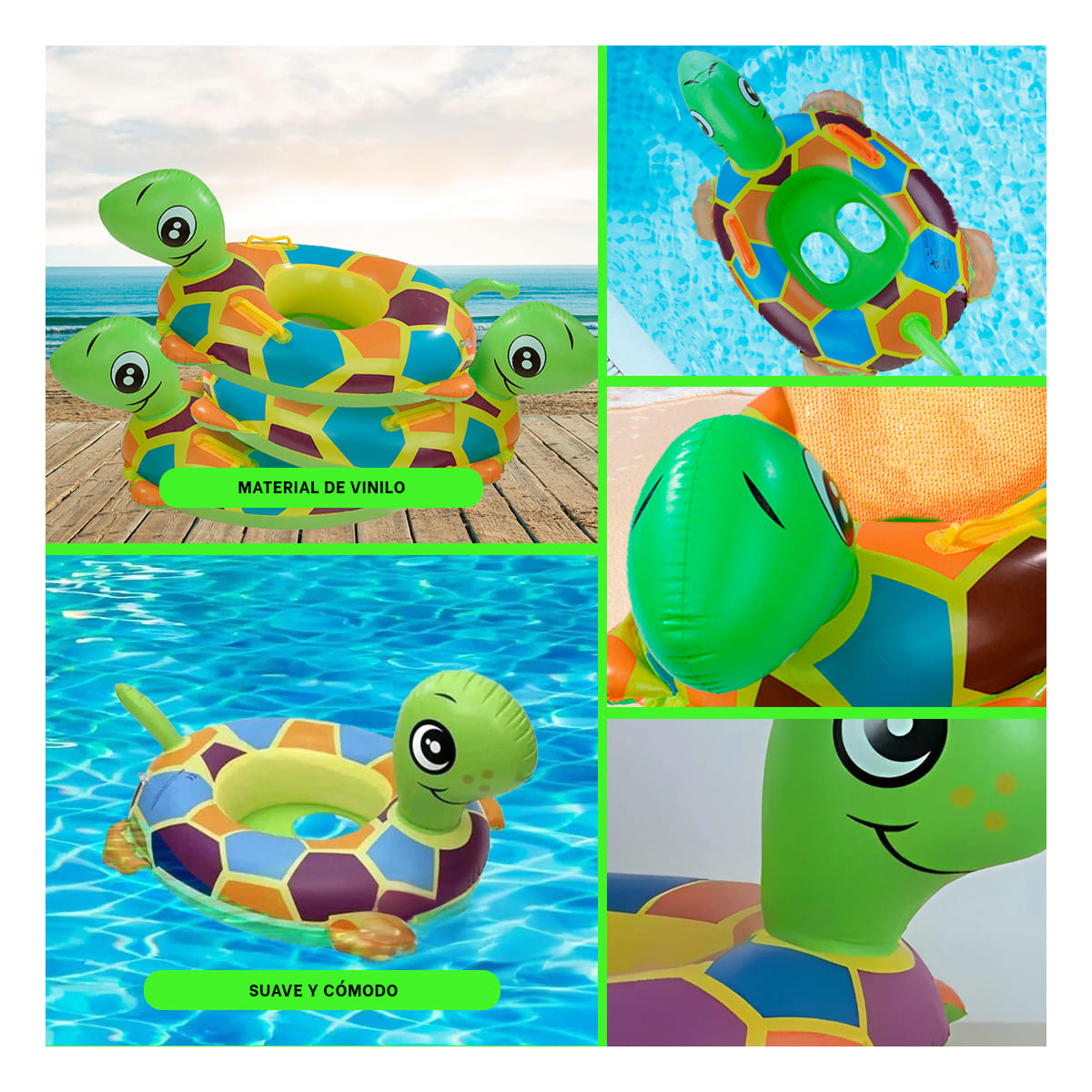 PACK9 FLOTADOR INFLABLE CHICO DE TORTUGA Y+PAPEL DE REGALO - 3