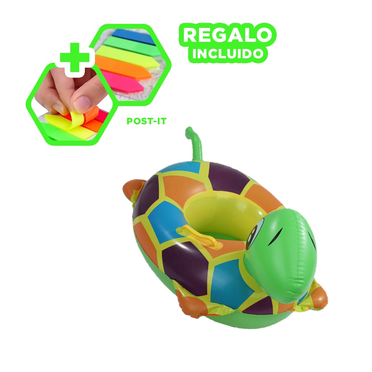 PACK3 FLOTADOR ERGONOMICO DE TORTUGA Y+BANDERITAS ADHESIVAS - 1