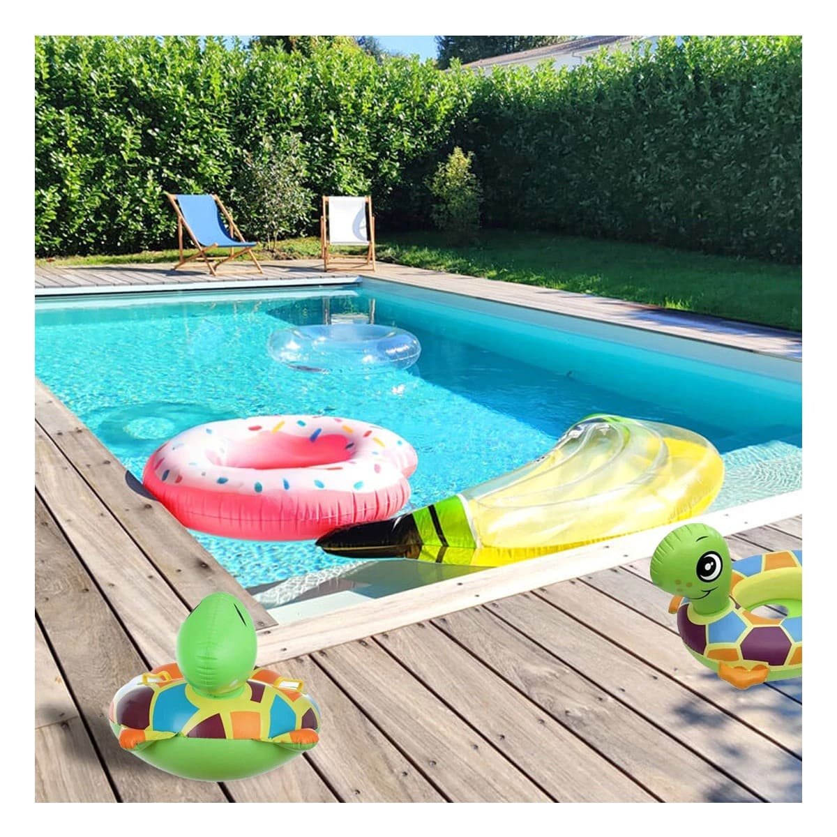 PACK4 COLLAR INFLABLE CON FORMA DE TORTUGA PARA BEBE PARA PISCINA EN CASA Y+PAPEL REGALO - 5