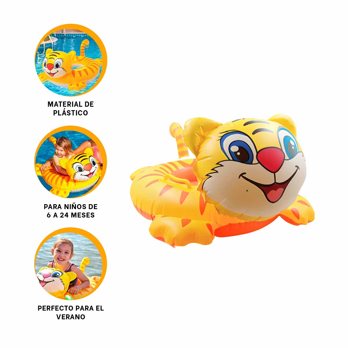 PACK6 FLOTADOR ERGONOMICO DE TIGRE Y+BANDERITAS ADHESIVAS - 2