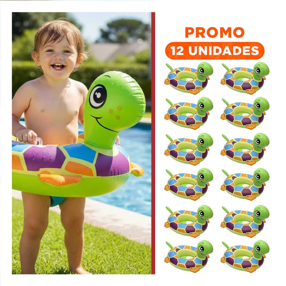 PACK12 FLOTADOR DE AGUA CON FORMA DE TORTUGA PARA BEBE PARA PISCINA Y+REGALO STICKER - 1