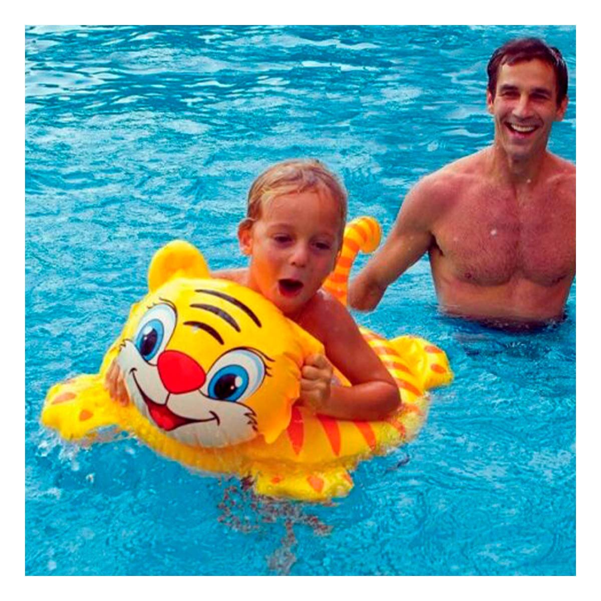 PACK4 FLOTADOR TIPO ANIMAL INFANTIL CON DISENO DE TIGRE Y ASA PARA BEBE PARA AGUA - 5