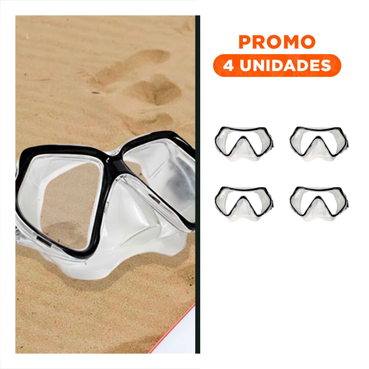 PACK4 LENTES ACUATICOS NEGRO CON VIDRIO NITIDO PARA USO SUBMARINO Y+REGALO STICKER - 1
