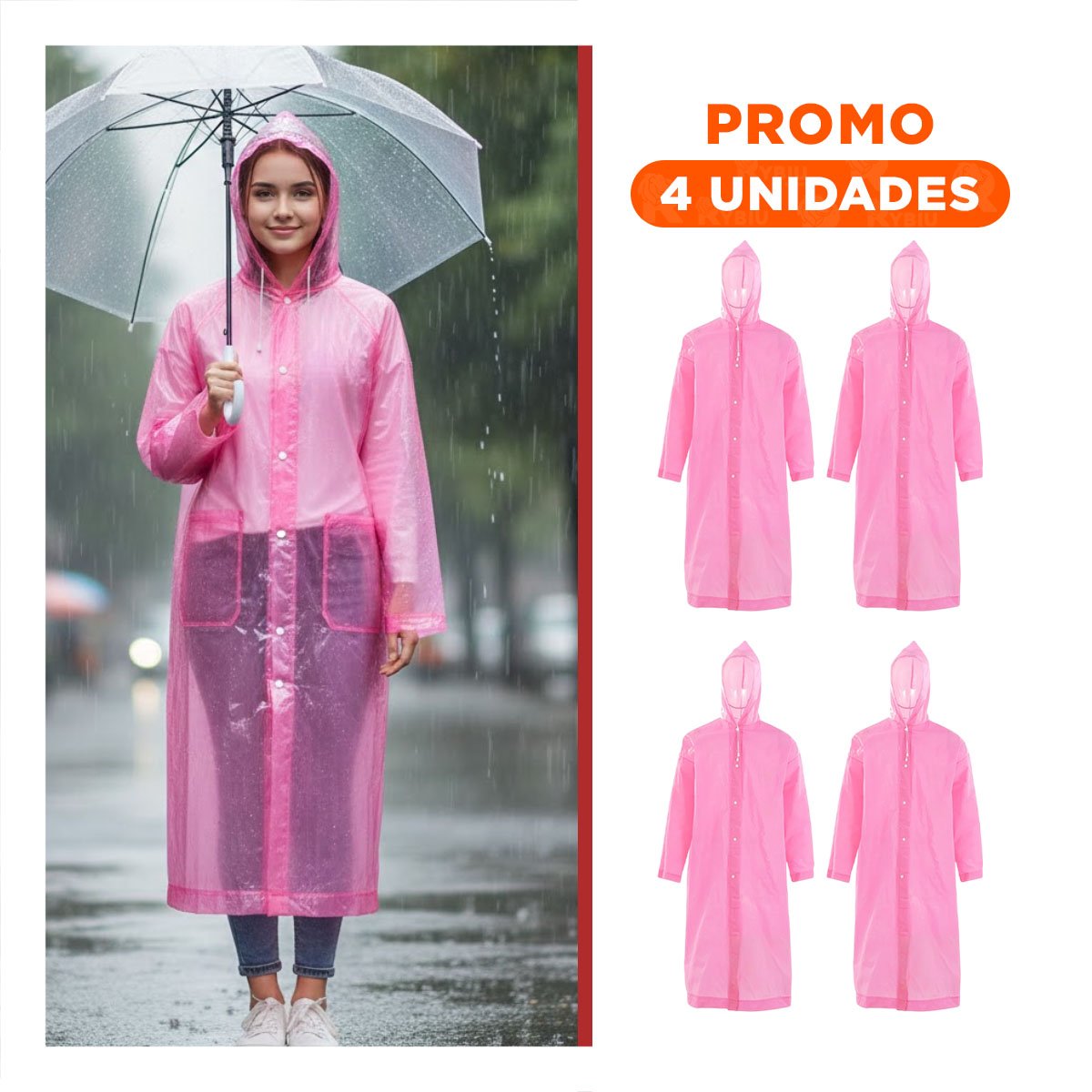 PACK4 IMPERMEABLE COLOR ROSADO PARA ACTIVIDADES EN EXTERIOR Y+REGALO ...