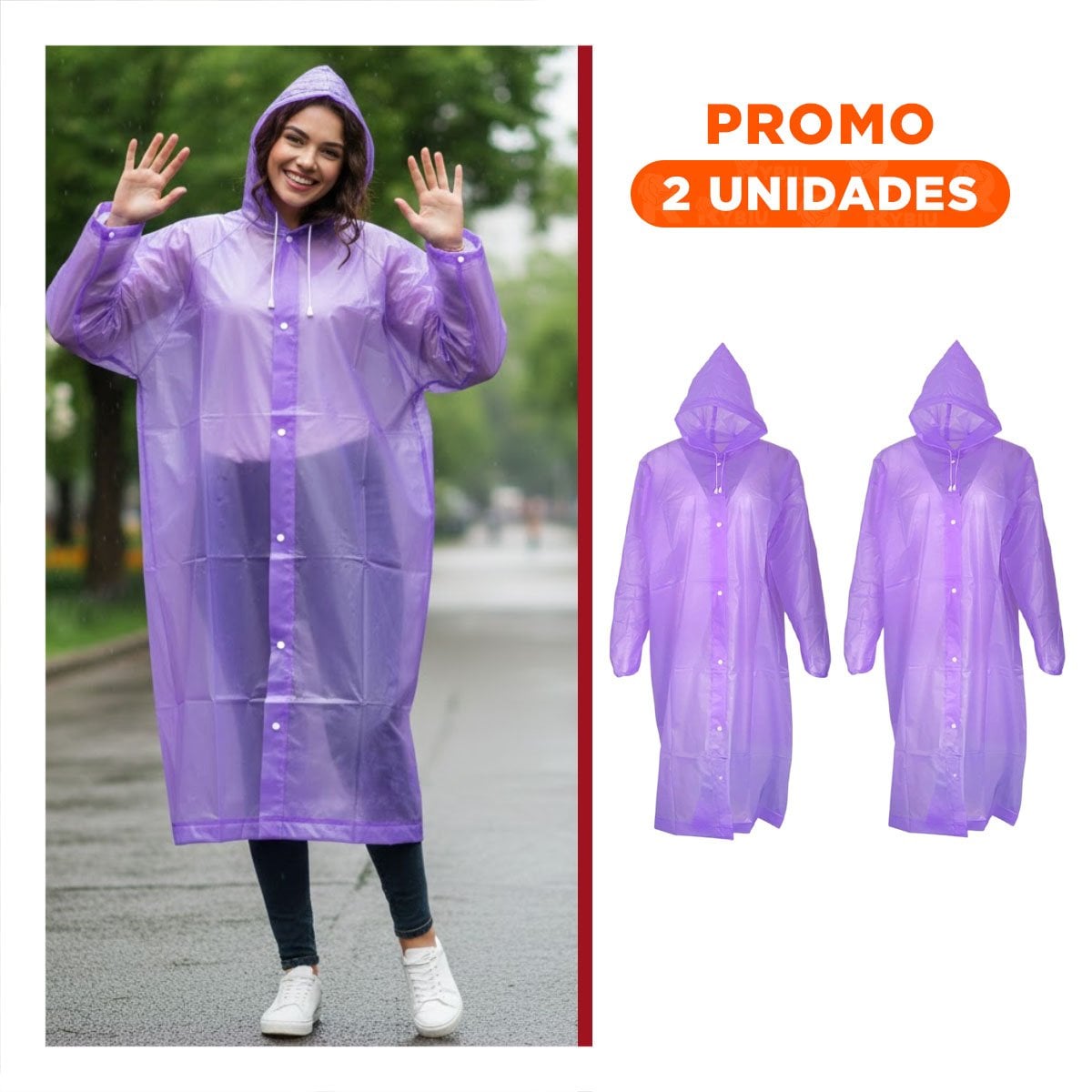 PACK2 IMPERMEABLE LIGERO PARA NINOS CON CAPUCHA PROTECTORA - 1