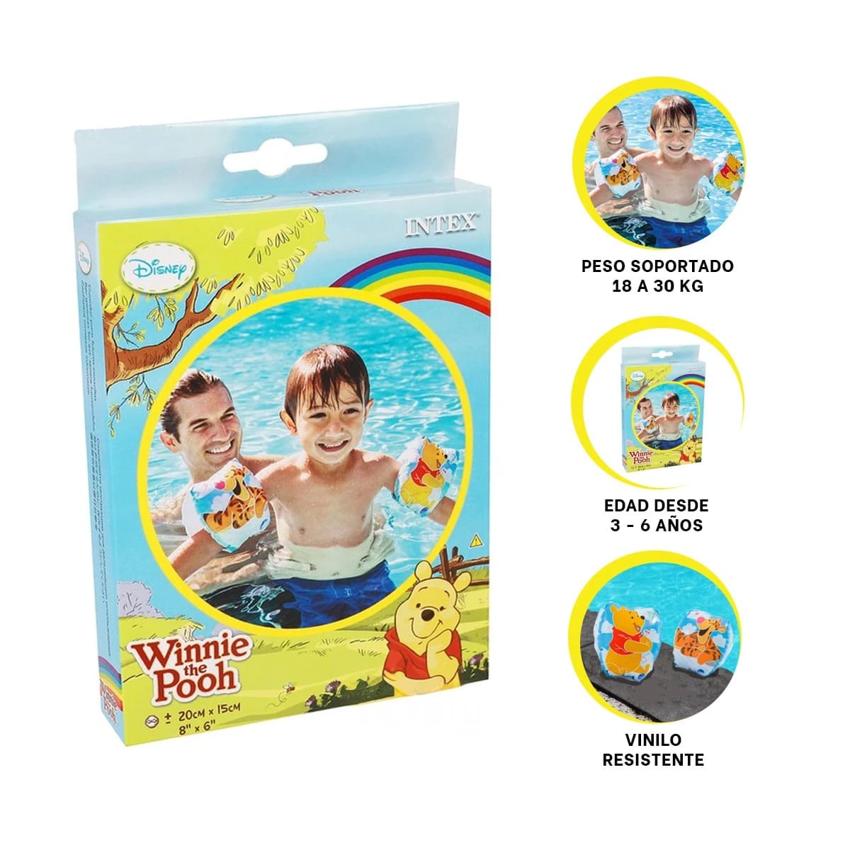 PACK6 FLOTADOR DE BRAZOS MULTICOLOR Y+BANDERITAS ADHESIVAS - 3