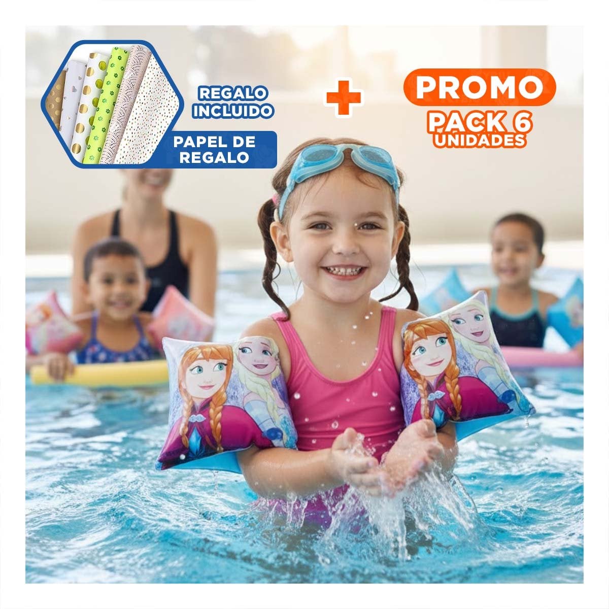 PACK6 BRAZALETES INFANTILES PARA FLOTACION CONTROLADA Y+PAPEL REGALO - 1