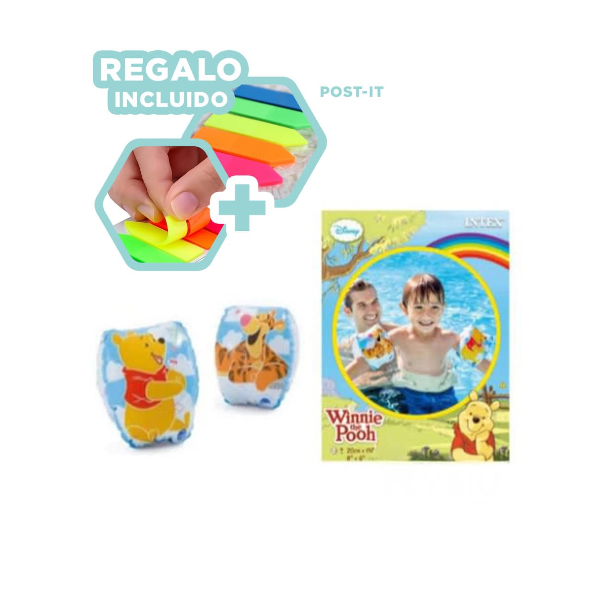 INFLABLE PARA NADO 23X15CM MULTICOLOR Y+BANDERITAS ADHESIVAS - 1