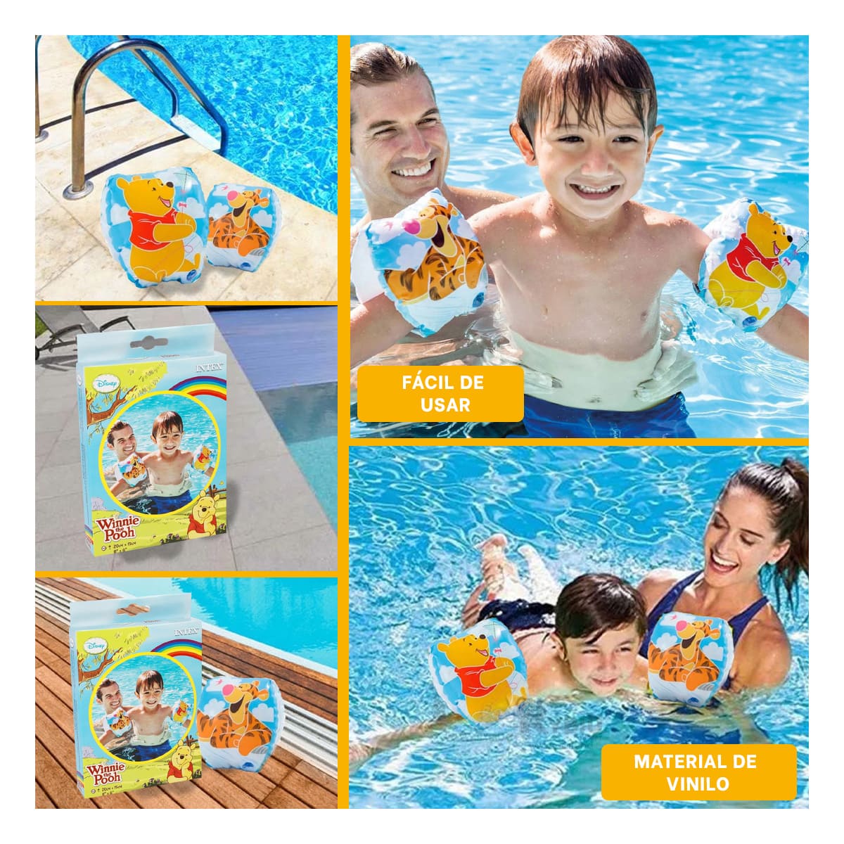 PACK4 FLOTADOR DE BRAZOS MULTICOLOR Y+BANDERITAS ADHESIVAS - 4