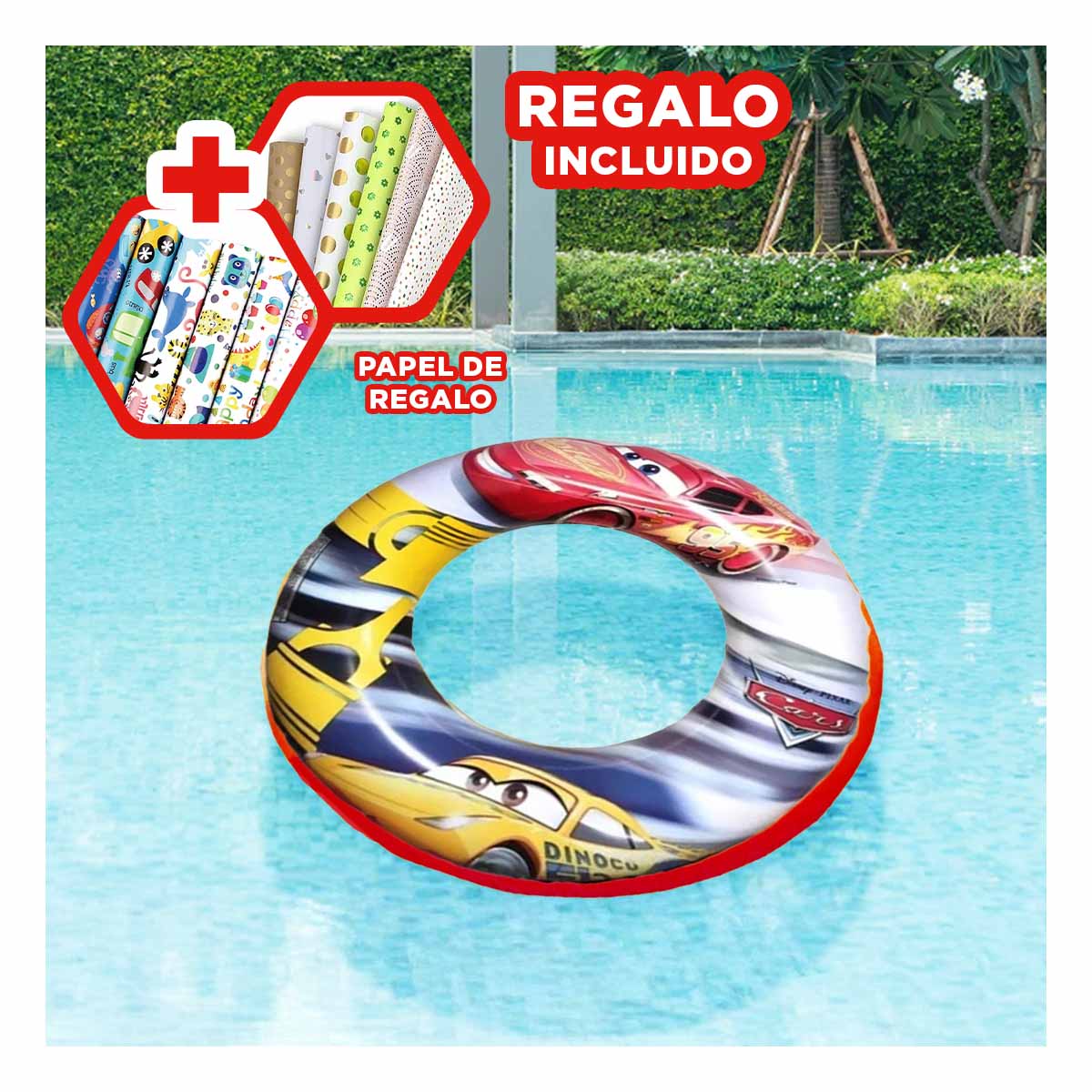 PACK5 FLOTADOR BONITO PARA NINOS 23X15CM DISENO DE CARRO - 1