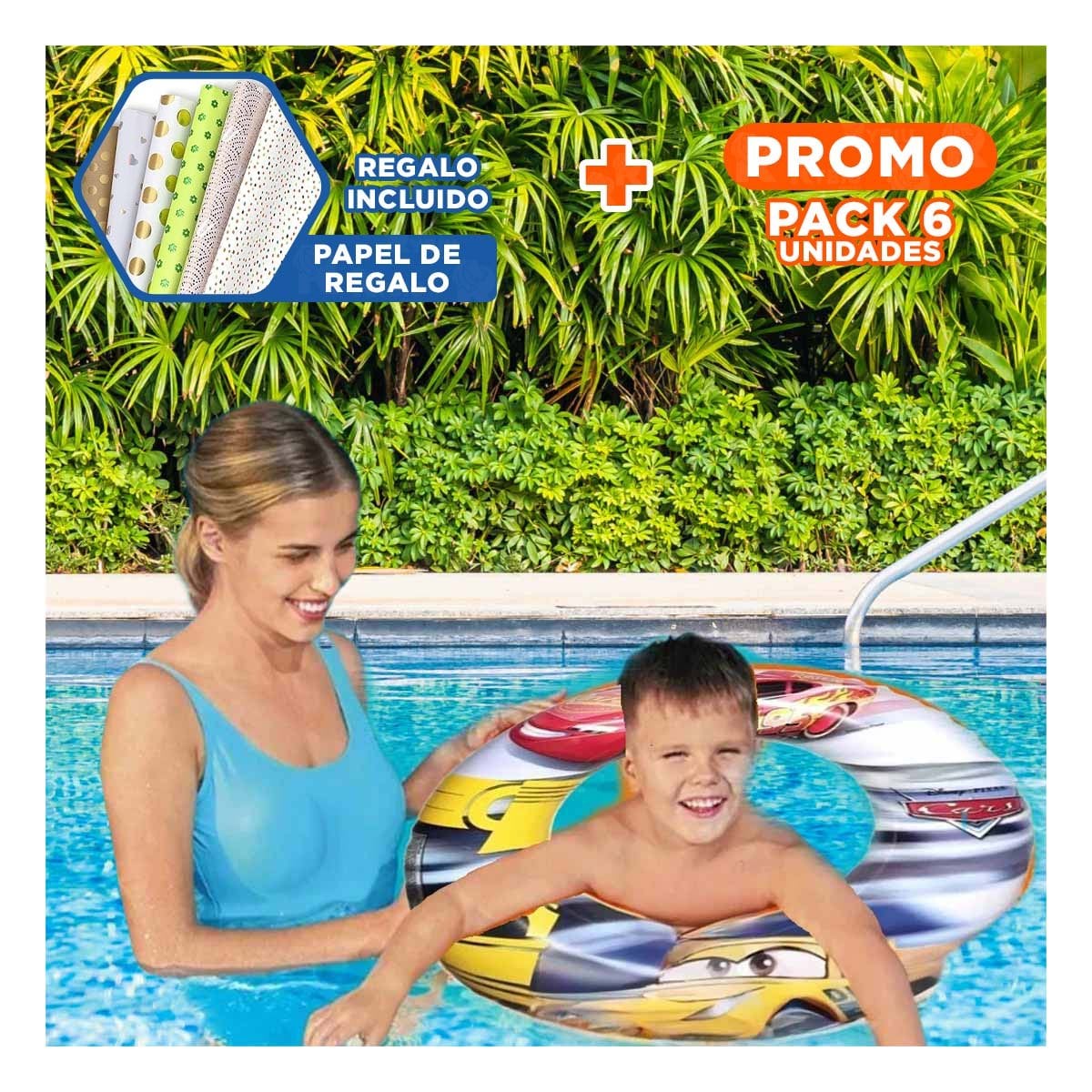 PACK6 ELEMENTO CIRCULAR PARA JUEGOS EN PISCINA FAMILIAR Y+PAPEL REGALO - 1