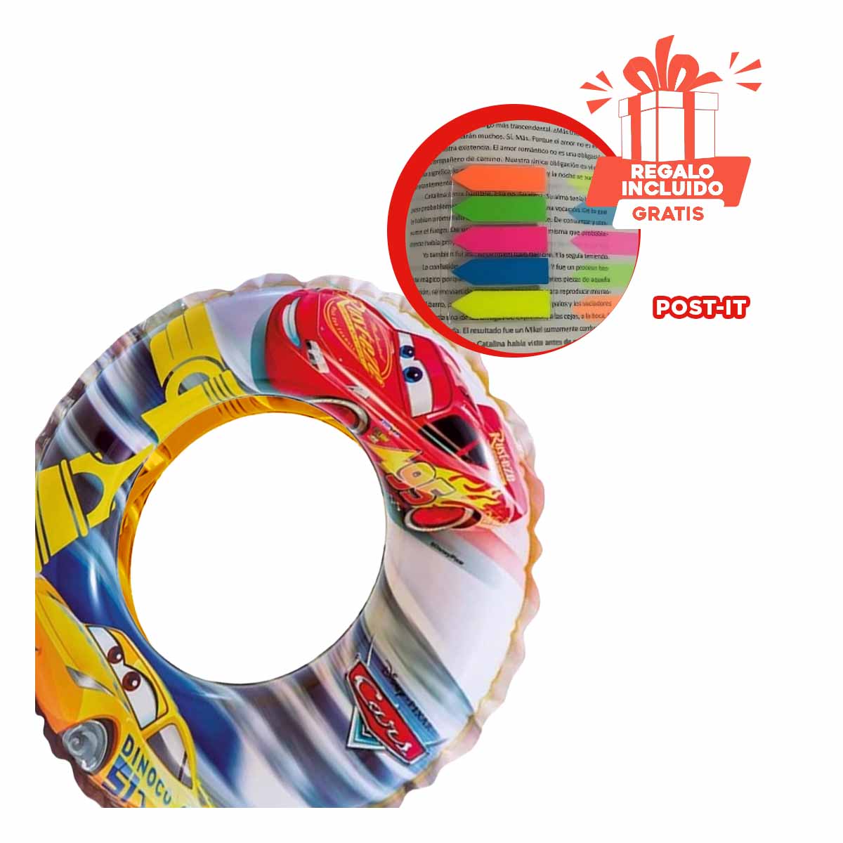 INFLABLE PARA NADO 23X15CM CARRO Y+BANDERITAS ADHESIVAS - 1