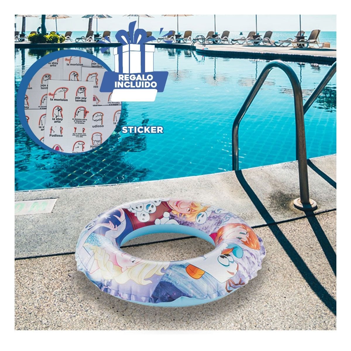 FLOTADOR REDONDO INFANTIL PARA DIVERSION EN PISCINA Y+REGALO STICKER - 1