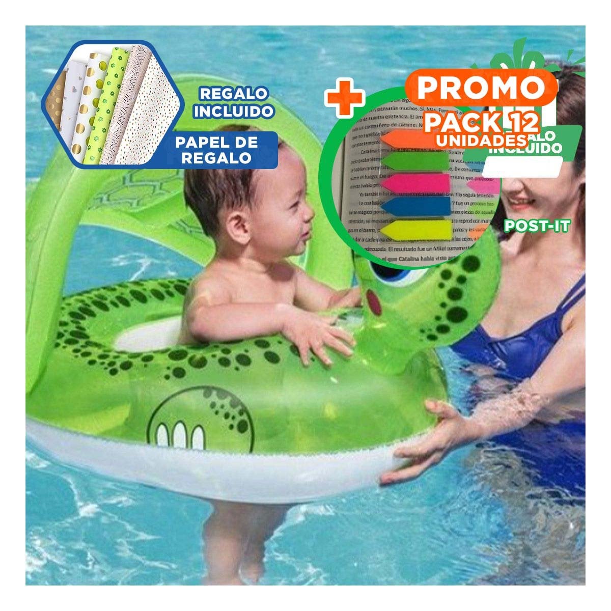 PACK12 FLOTADOR INFLABLE CON TEMATICA PARA NINOS Y NINAS Y+PAPEL REGALO - 1