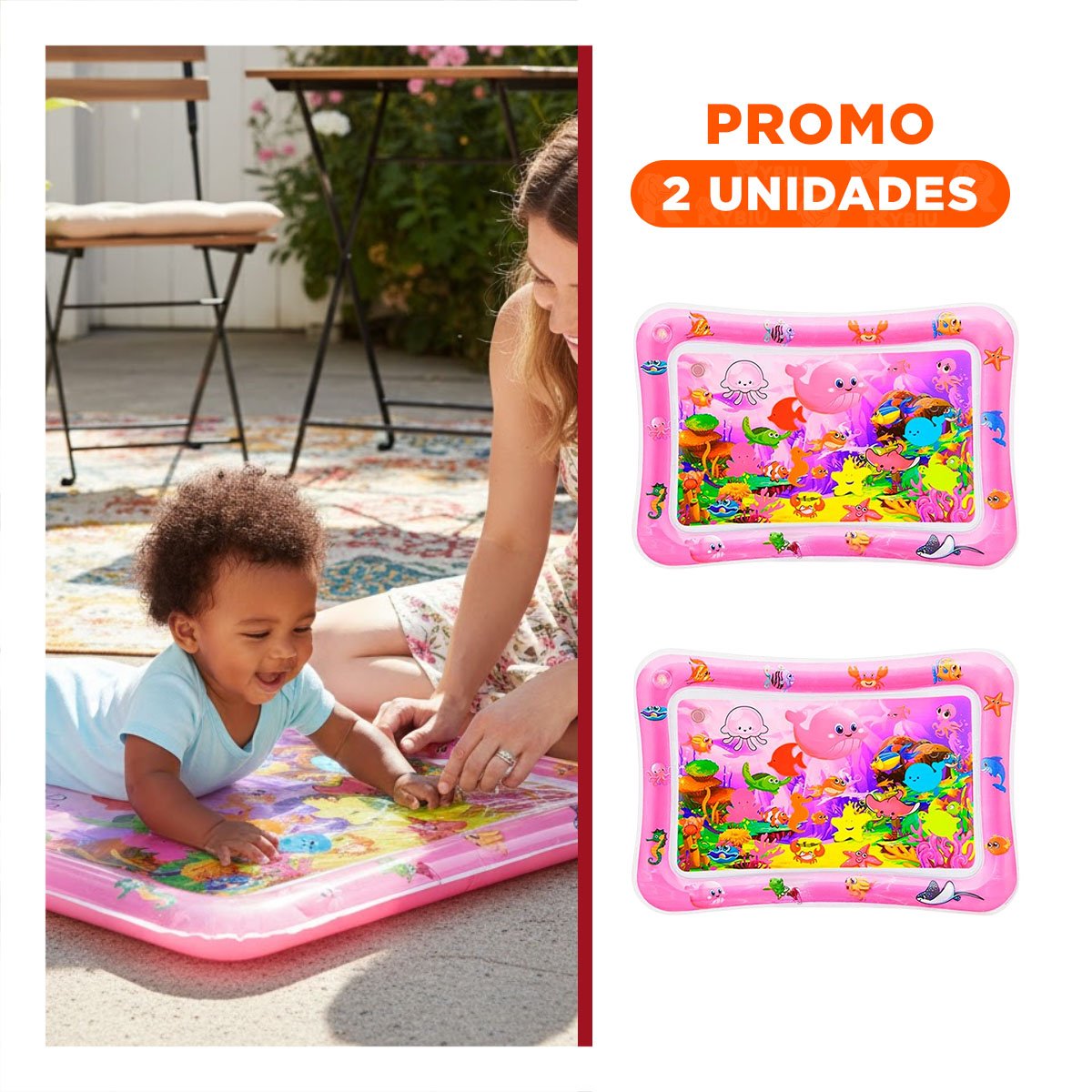 PACK2 ESPACIO INFLABLE CON AGUA PARA BEBES ROSADO PARA JUEGO SEGURO - 1