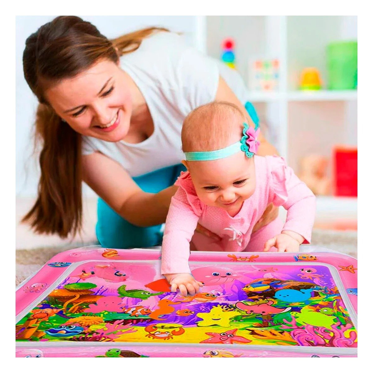 PACK2 ESPACIO INFLABLE CON AGUA PARA BEBES ROSADO PARA JUEGO SEGURO - 2