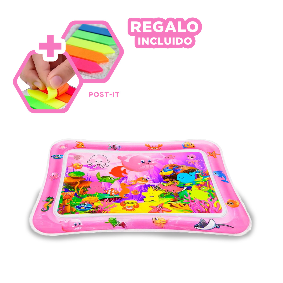 PACK12 INFLABLE COMPACTO EN ROSADO Y+BANDERITAS ADHESIVAS - 1