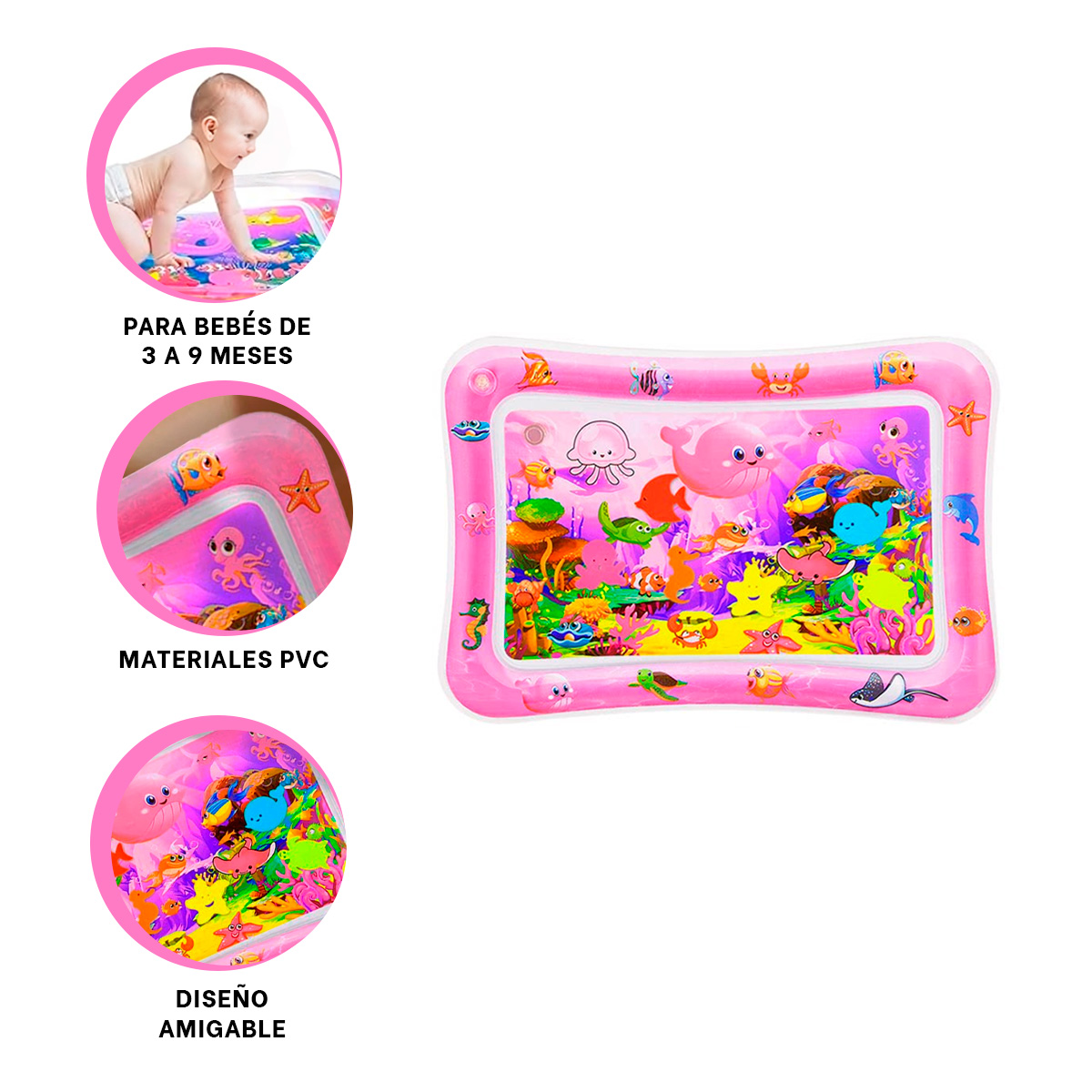PACK12 INFLABLE COMPACTO EN ROSADO Y+BANDERITAS ADHESIVAS - 3
