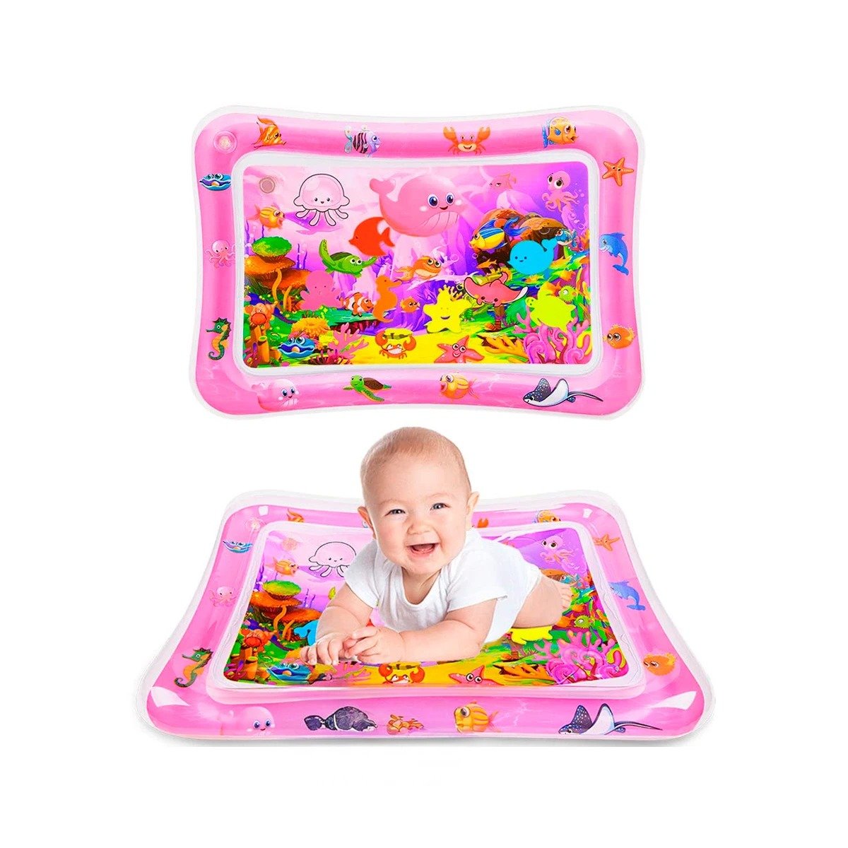 PACK6 AREA INFLABLE CON AGUA PARA BEBES ROSADO SUPERFICIE ACOLCHADA Y+REGALO STICKER - 3