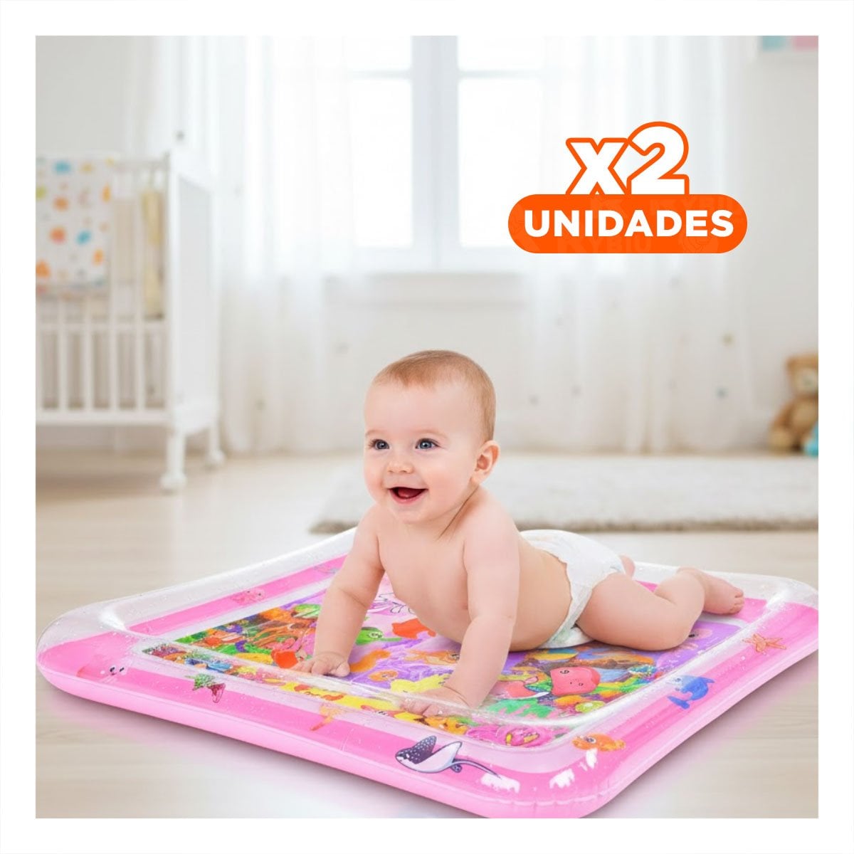 PACK2 ESPACIO INFLABLE CON AGUA PARA BEBES ROSADO PARA DIVERSION ACUATICA Y+REGALO STICKER - 1