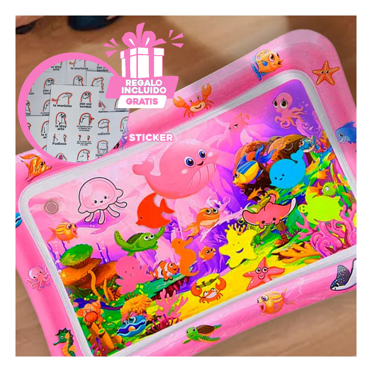 PACK9 INFLABLE PARA NIÑOS DE COLOR ROSADO Y+REGALO STICKERS - 1