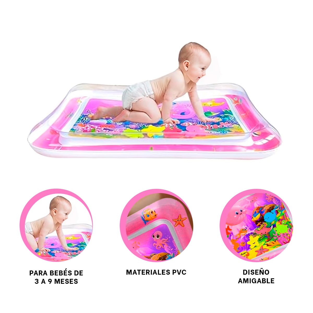 PACK3 INFLABLE CON AGUA PARA BEBES DE COLOR ROSADO - 3