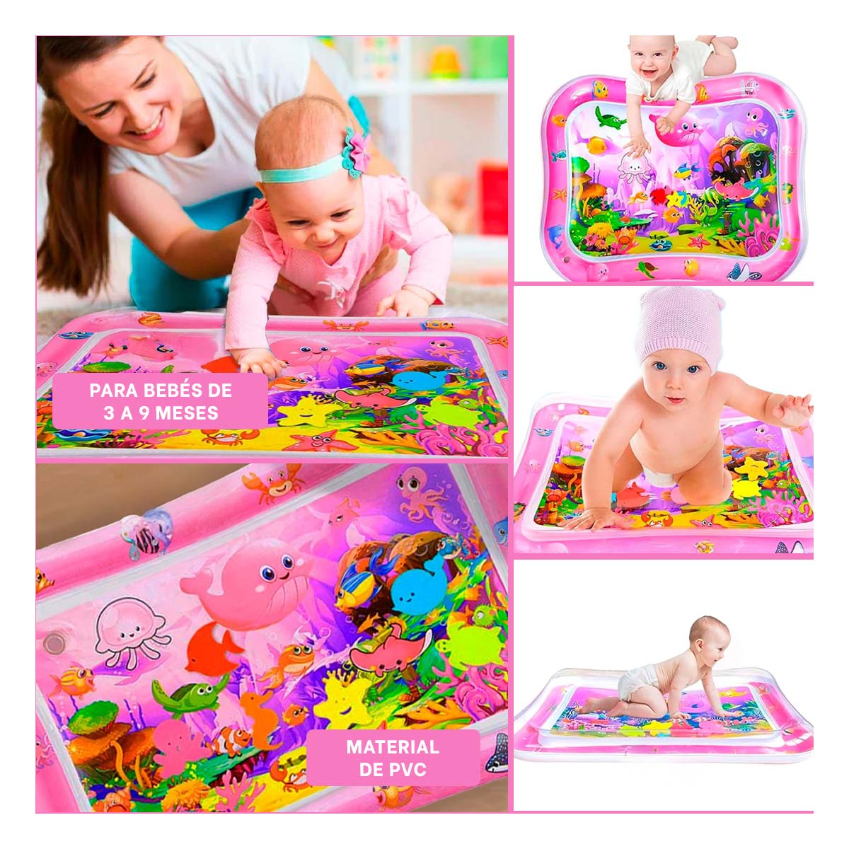 PACK5 INFLABLE PARA NIÑOS DE COLOR ROSADO Y+REGALO STICKERS - 3