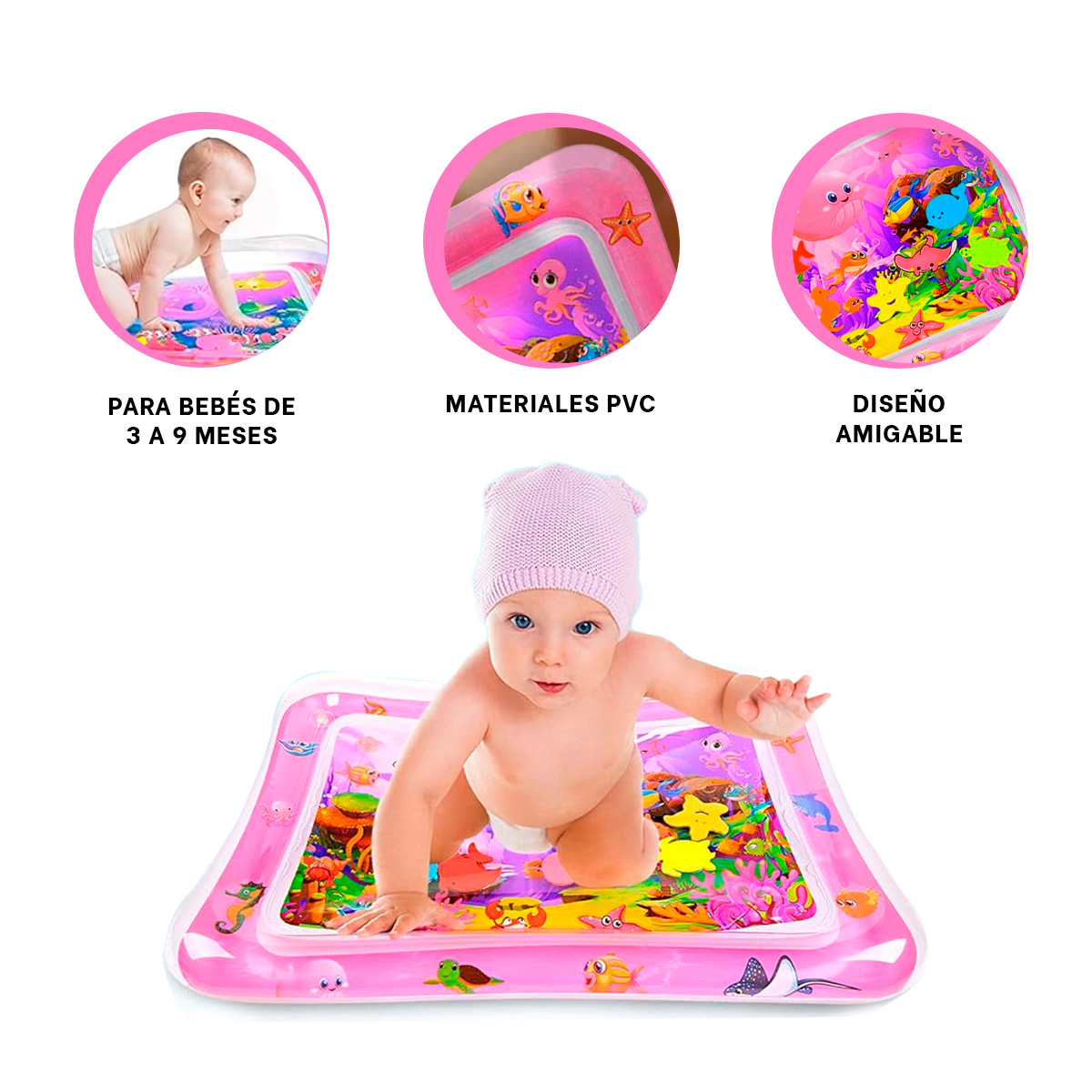 PACK9 INFLABLE MODERNO DE COLOR ROSADO Y+PAPEL DE REGALO - 3