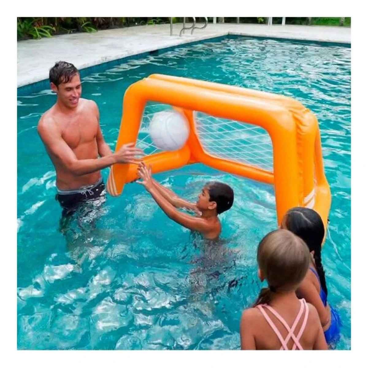 PACK2 PORTERIA INFLABLE FUTBOL PARA JUEGOS FAMILIARES EN EXTERIOR Y+PAPEL REGALO - 2