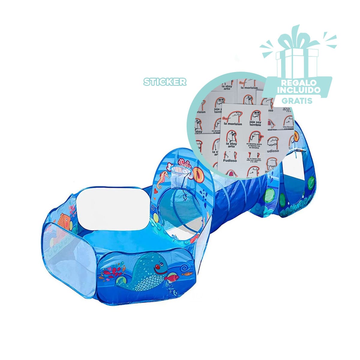 PACK3 CARPA TUNEL CAMPO DE 3 PIEZAS EN COLOR CELESTE - 1