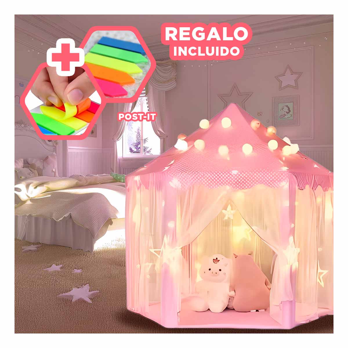 PACK3 CARPA DE NIÑAS CON LUCES Y+BANDERITAS ADHESIVAS - 1