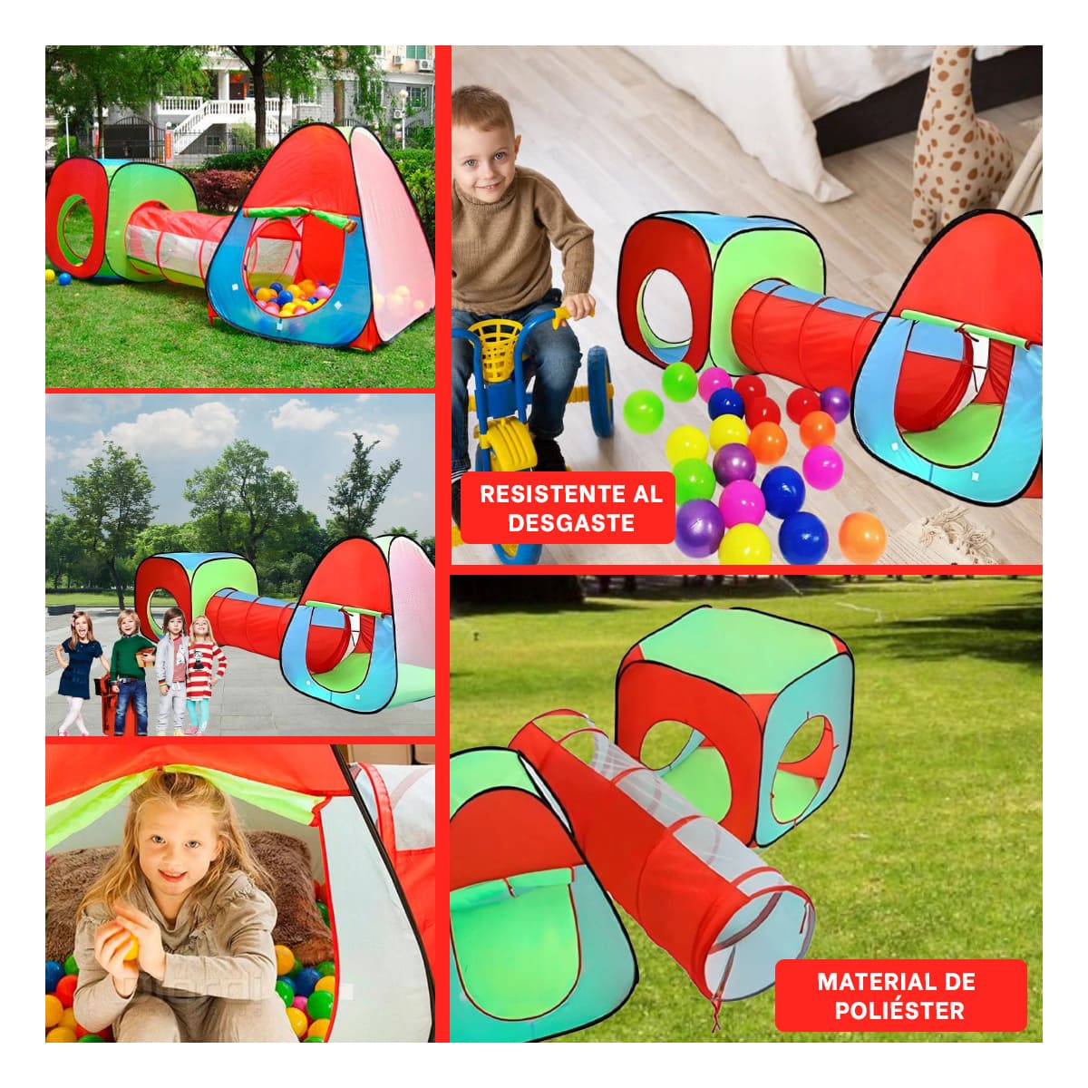 PACK5 CARPA TUNEL CAMPO DE 3 PIEZAS 253X79X88CM MULTICOLOR - 3