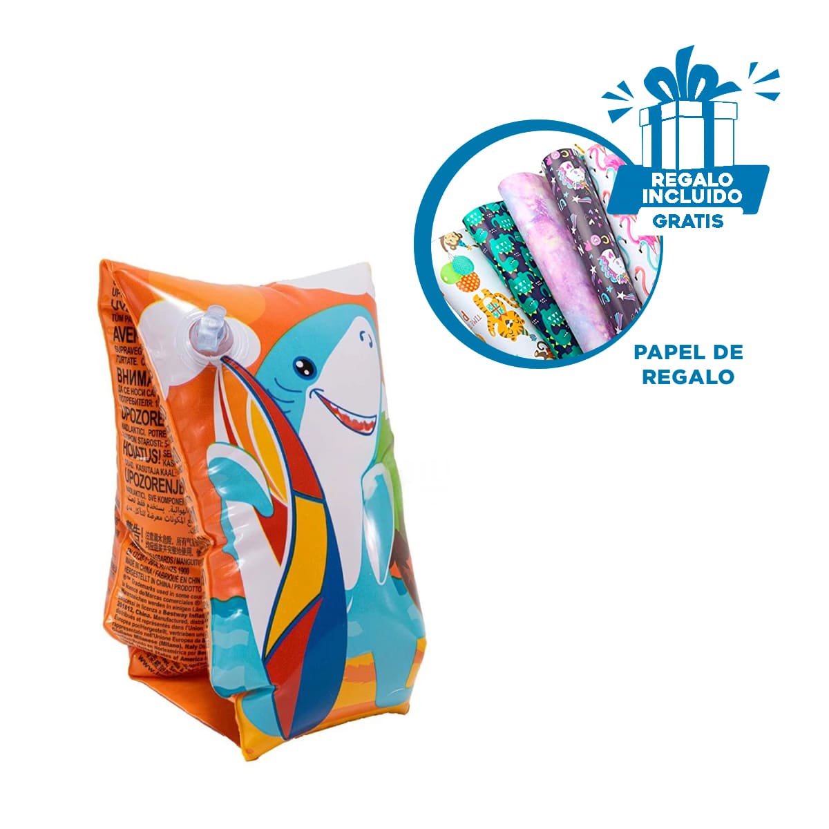 PACK9 BRAZERAS PARA PISCINA EN TIBURON Y+PAPEL DE REGALO - 1