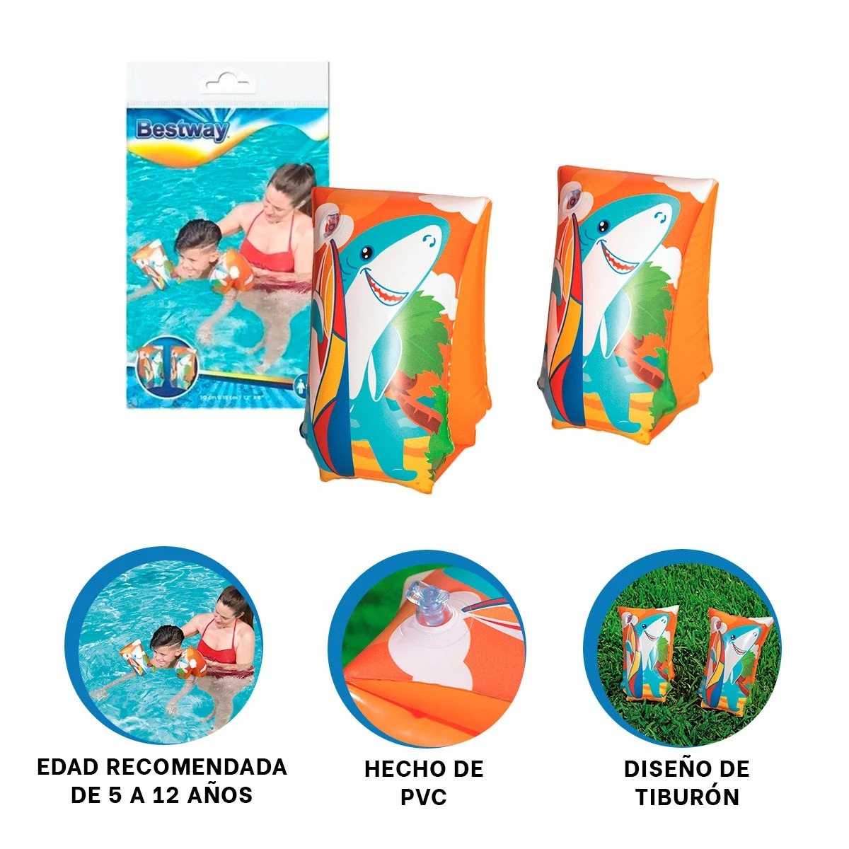 PACK9 BRAZERAS PARA PISCINA EN TIBURON Y+PAPEL DE REGALO - 2