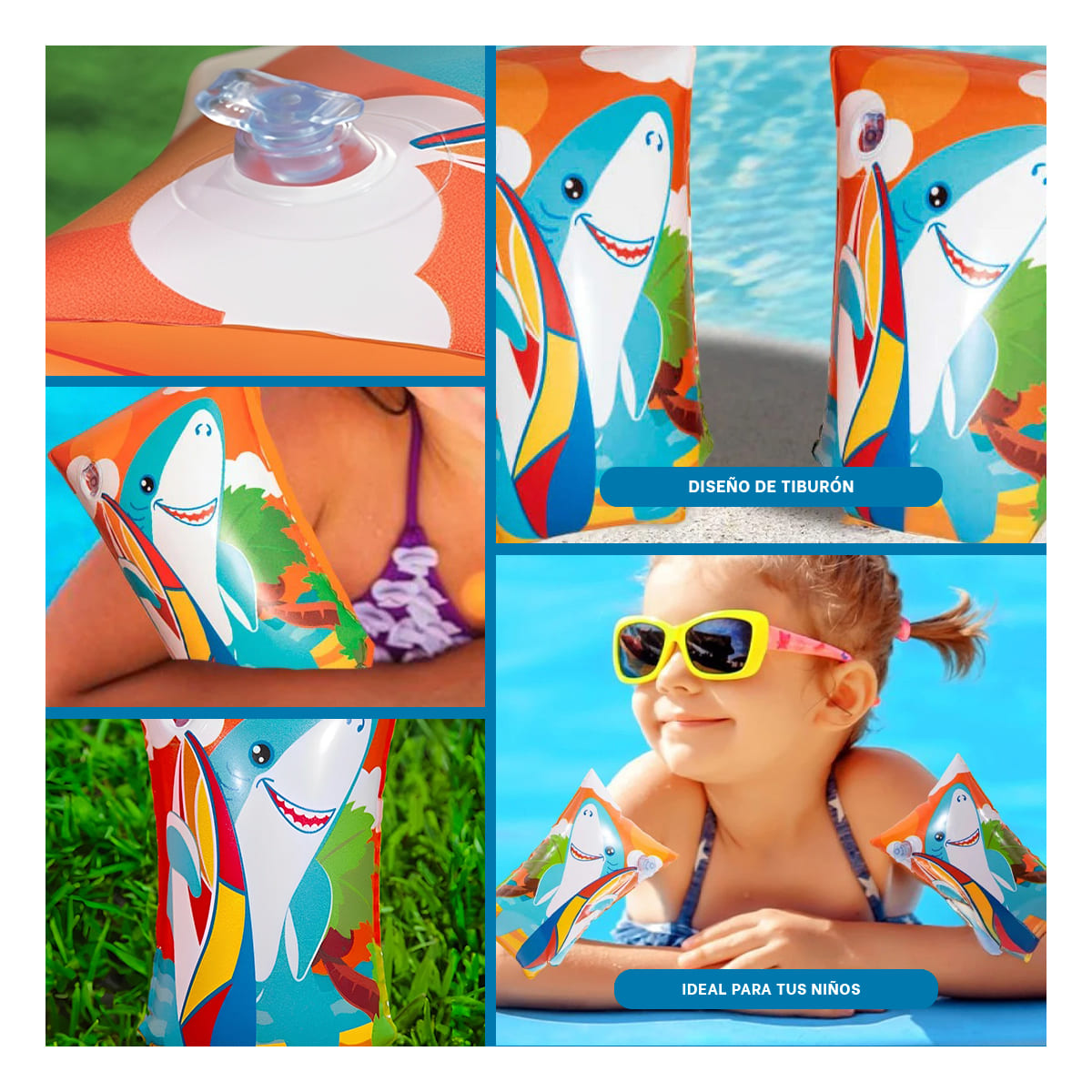PACK9 BRAZERAS PARA PISCINA EN TIBURON Y+PAPEL DE REGALO - 4