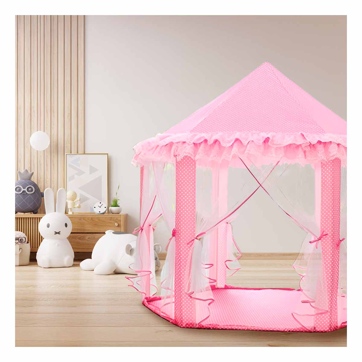 PACK3 CARPA MOVIL 140X135CM PARA NIÑA EN COLOR ROSADO DE TUL - 1