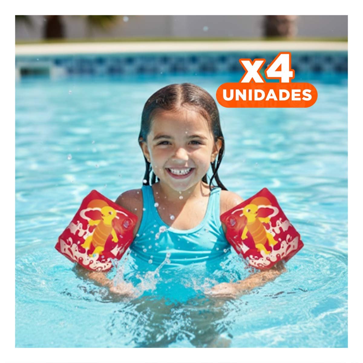 PACK4 BRAZALETES ANIMALES ACUATICOS TORTUGA ROJO PARA DIVERSION EN PISCINA - 1