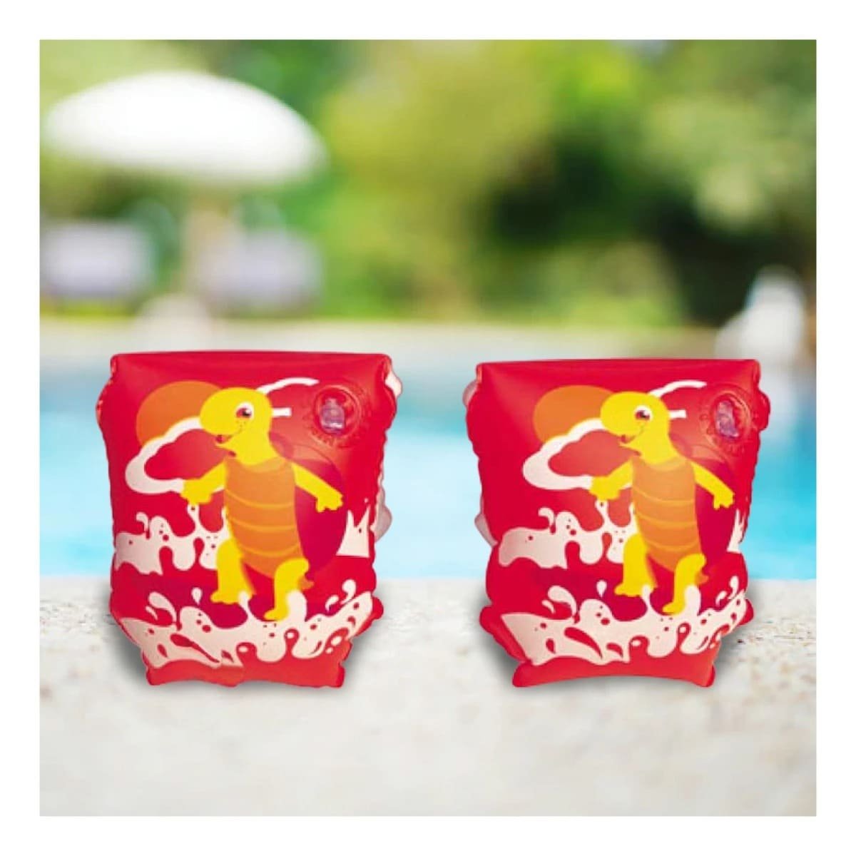 PACK4 BRAZALETES ANIMALES ACUATICOS TORTUGA ROJO PARA DIVERSION EN PISCINA - 3